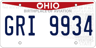 OH license plate GRI9934