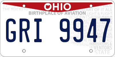 OH license plate GRI9947