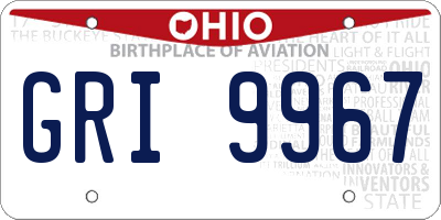 OH license plate GRI9967