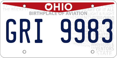OH license plate GRI9983