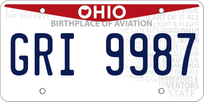 OH license plate GRI9987