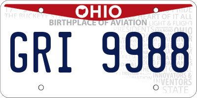 OH license plate GRI9988