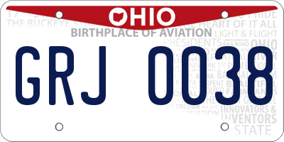 OH license plate GRJ0038