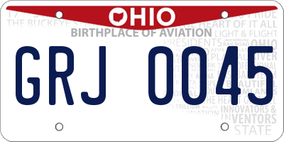 OH license plate GRJ0045