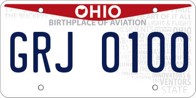 OH license plate GRJ0100