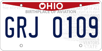 OH license plate GRJ0109