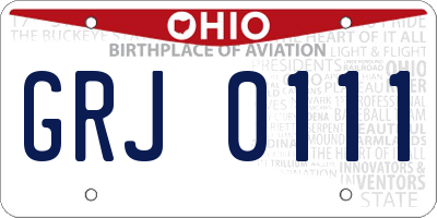 OH license plate GRJ0111