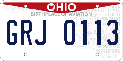 OH license plate GRJ0113