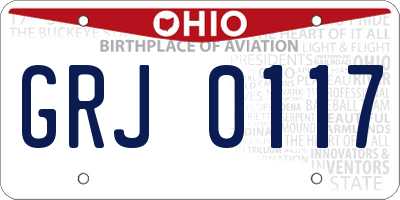 OH license plate GRJ0117
