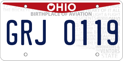 OH license plate GRJ0119