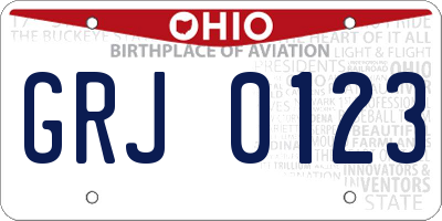 OH license plate GRJ0123