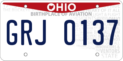 OH license plate GRJ0137