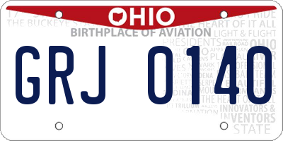 OH license plate GRJ0140