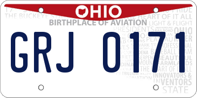 OH license plate GRJ0171