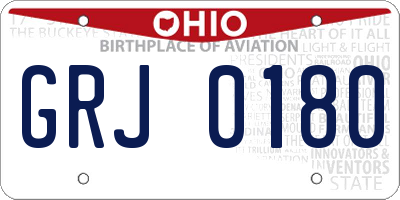 OH license plate GRJ0180