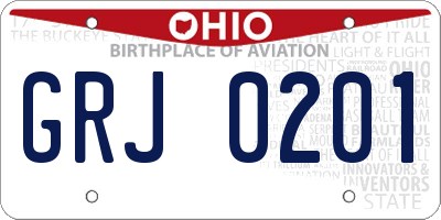 OH license plate GRJ0201