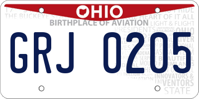 OH license plate GRJ0205