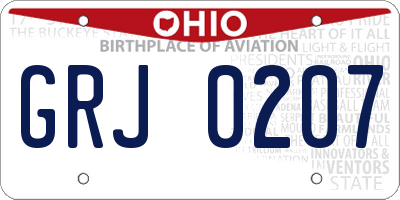 OH license plate GRJ0207