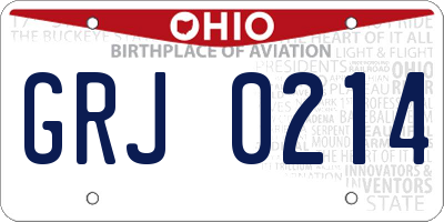 OH license plate GRJ0214