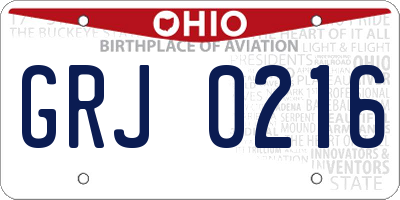 OH license plate GRJ0216
