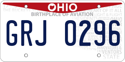 OH license plate GRJ0296