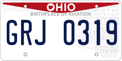 OH license plate GRJ0319