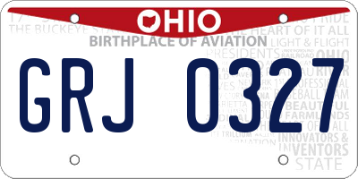 OH license plate GRJ0327