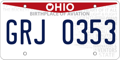 OH license plate GRJ0353