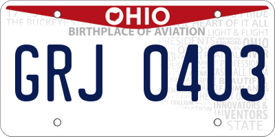 OH license plate GRJ0403