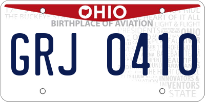 OH license plate GRJ0410