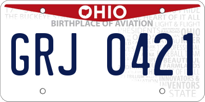 OH license plate GRJ0421