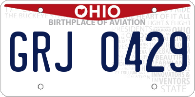 OH license plate GRJ0429