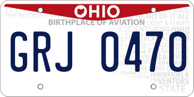 OH license plate GRJ0470