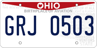 OH license plate GRJ0503