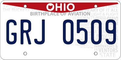 OH license plate GRJ0509