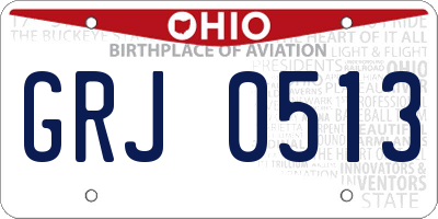 OH license plate GRJ0513