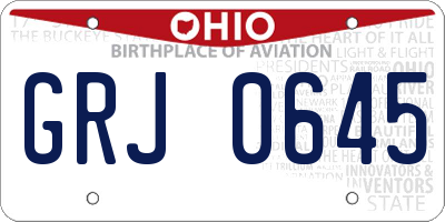 OH license plate GRJ0645