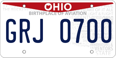 OH license plate GRJ0700