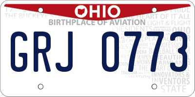 OH license plate GRJ0773