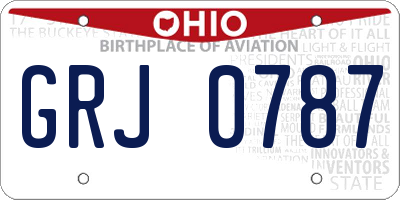 OH license plate GRJ0787