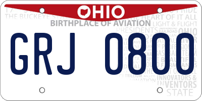 OH license plate GRJ0800