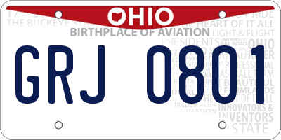 OH license plate GRJ0801