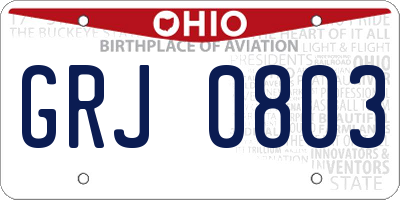 OH license plate GRJ0803