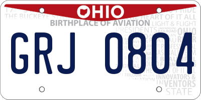 OH license plate GRJ0804