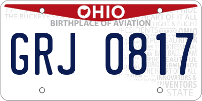 OH license plate GRJ0817