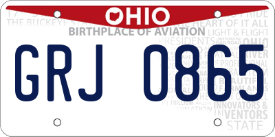 OH license plate GRJ0865
