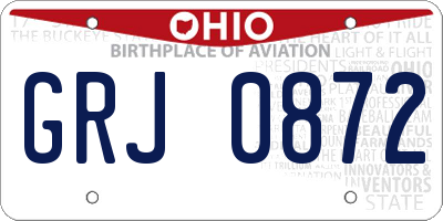 OH license plate GRJ0872
