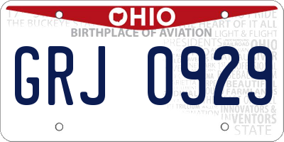 OH license plate GRJ0929