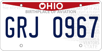OH license plate GRJ0967