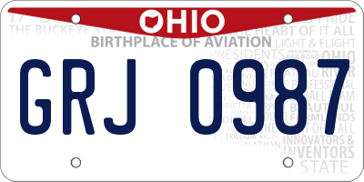 OH license plate GRJ0987